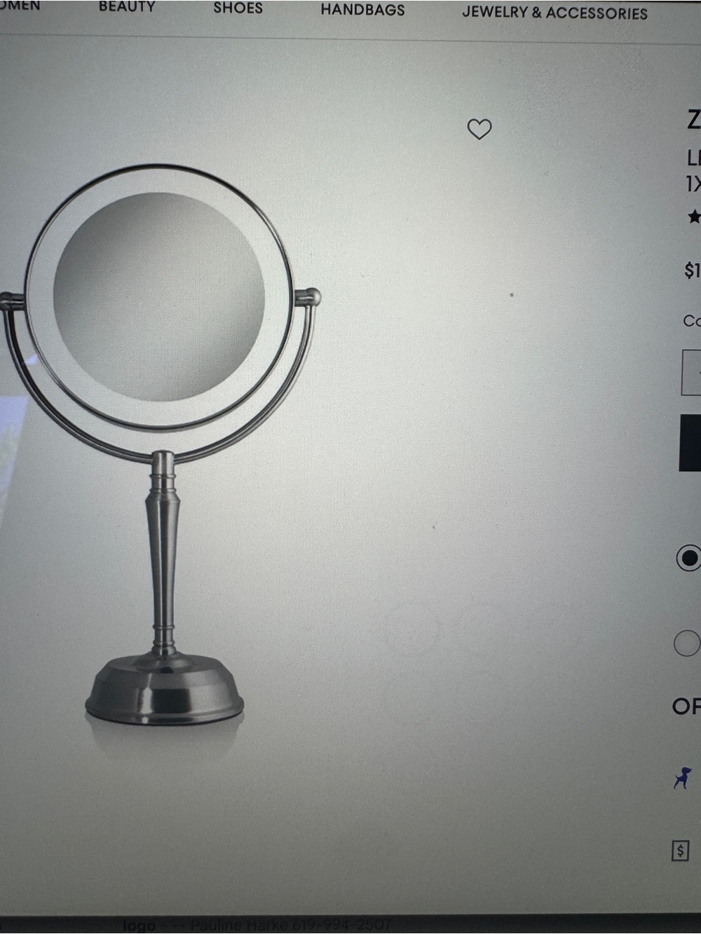 ZAD Silver Double-Sided Rotating Vanity Mirror